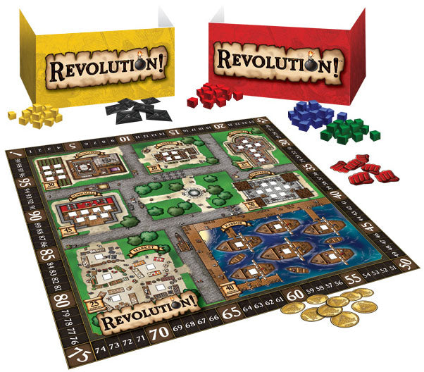 Blackmail the printer. Threaten the innkeeper. Bribe the priest. Welcome to Revolution! Sold by Board Hoarders