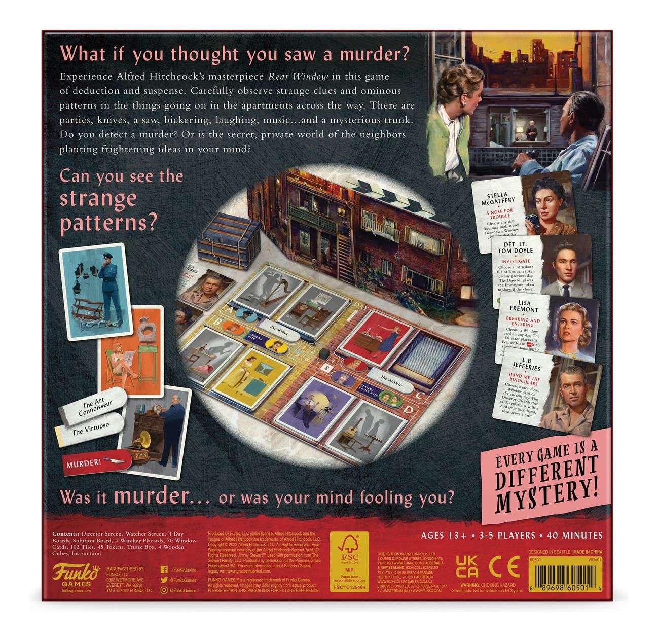 Experience the Hitchcock classic Rear Window from the comfort of your home in this great game by Funko. Sold by Board Hoarders