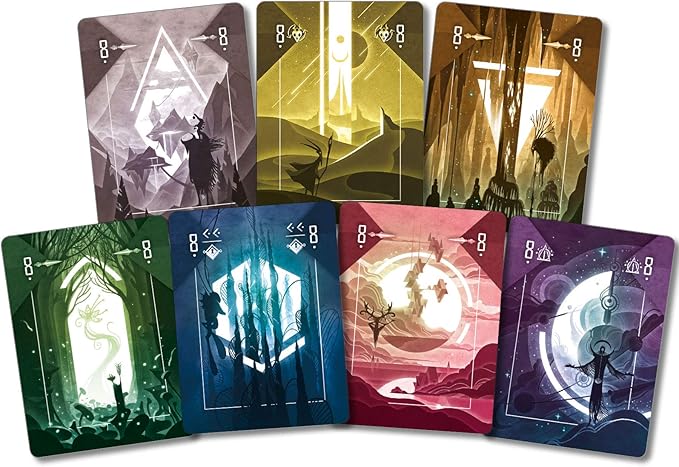 Shamans Set of eight illustrated cards with various designs on a white background