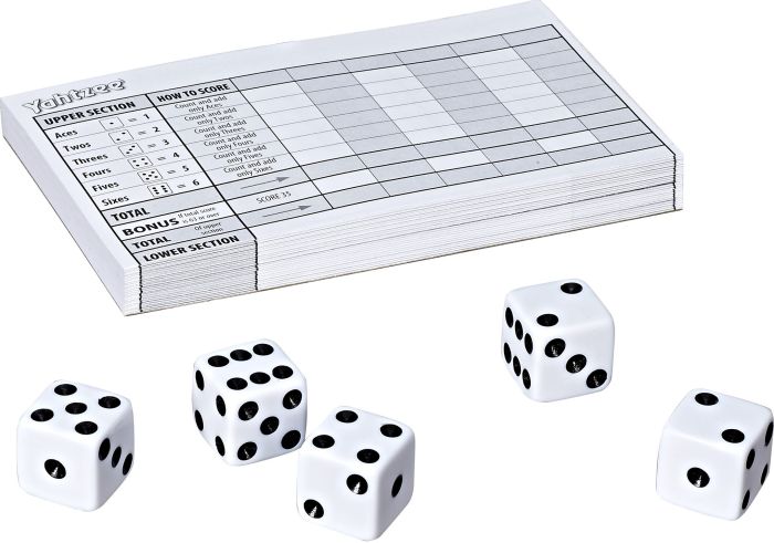 Yahtzee is a classic dice game played with 5 dice. Each player's turn consists of rolling the dice up to 3 times in hope of making 1 of 13 categories. Sold by Board Hoarders