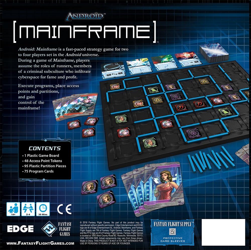 Experience the thrill of fast-paced cyberspace competition in Android Mainframe, a sophisticated strategy game for 2-4 players set in the Android Universe. Board Hoarders