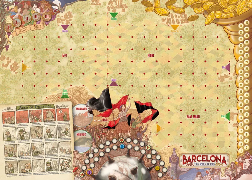 Barcelona: The Rose of Fire is a board game in which 2-4 players compete to amass wealth and prestige while fighting revolution. Sold by Board Hoarders