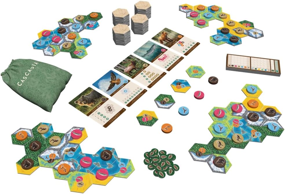 Cascadia is a puzzly tile-laying and token-drafting game featuring the habitats and wildlife of the Pacific Northwest. Sold by Board Hoarders