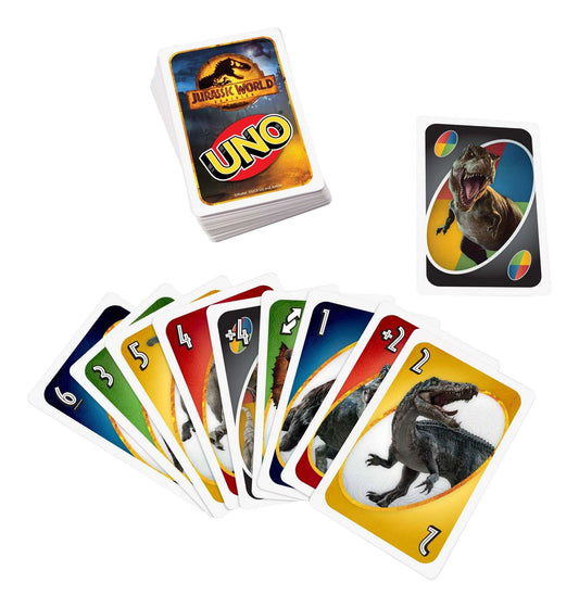 Jurassic World Dominion UNO. Sold by Board Hoarders