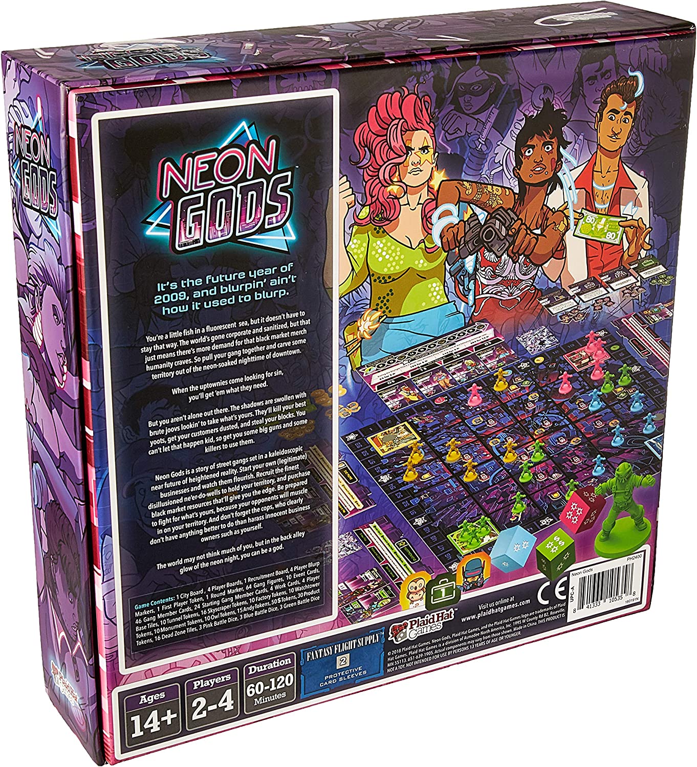 Neon Gods is a story of street gangs set in a kaleidoscopic near future of heightened reality inspired by sci-fi cinema of the 1970s and 1980s. Plaid Hat Games. Sold by Board Hoarders