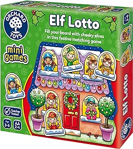 Elf Lotto - Fill your board with cheeky elves in this festive matching game. Board Hoarders