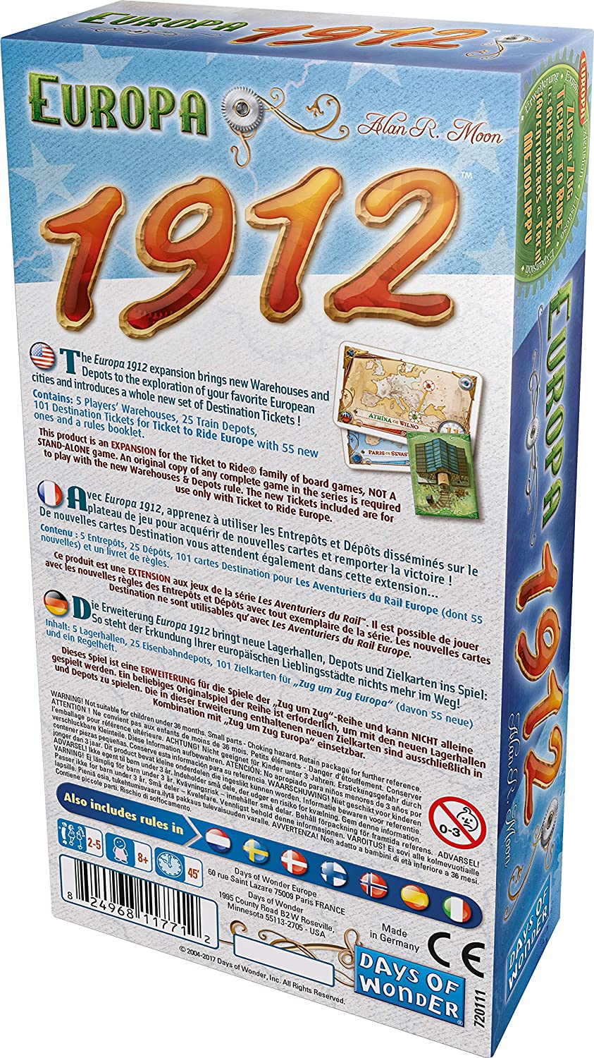 Ticket To Ride Europe 1912 Expansion Days of Wonder
