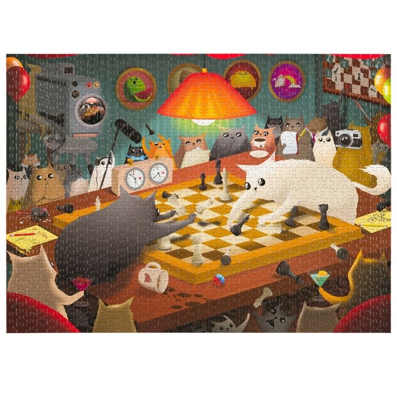 Exploding Kittens Cats Playing Chess 1000 Piece Jigsaw Puzzle All Jigsaw Puzzles