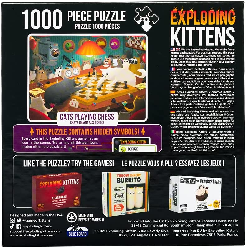 Exploding Kittens Cats Playing Chess 1000 Piece Jigsaw Puzzle All Jigsaw Puzzles