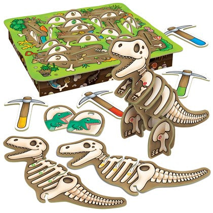 Dinosaur Dig - compete to assemble a 3D dinosaur by uncovering all the bones with  this fun game by Orchard Toys! Sold by Board Hoarders