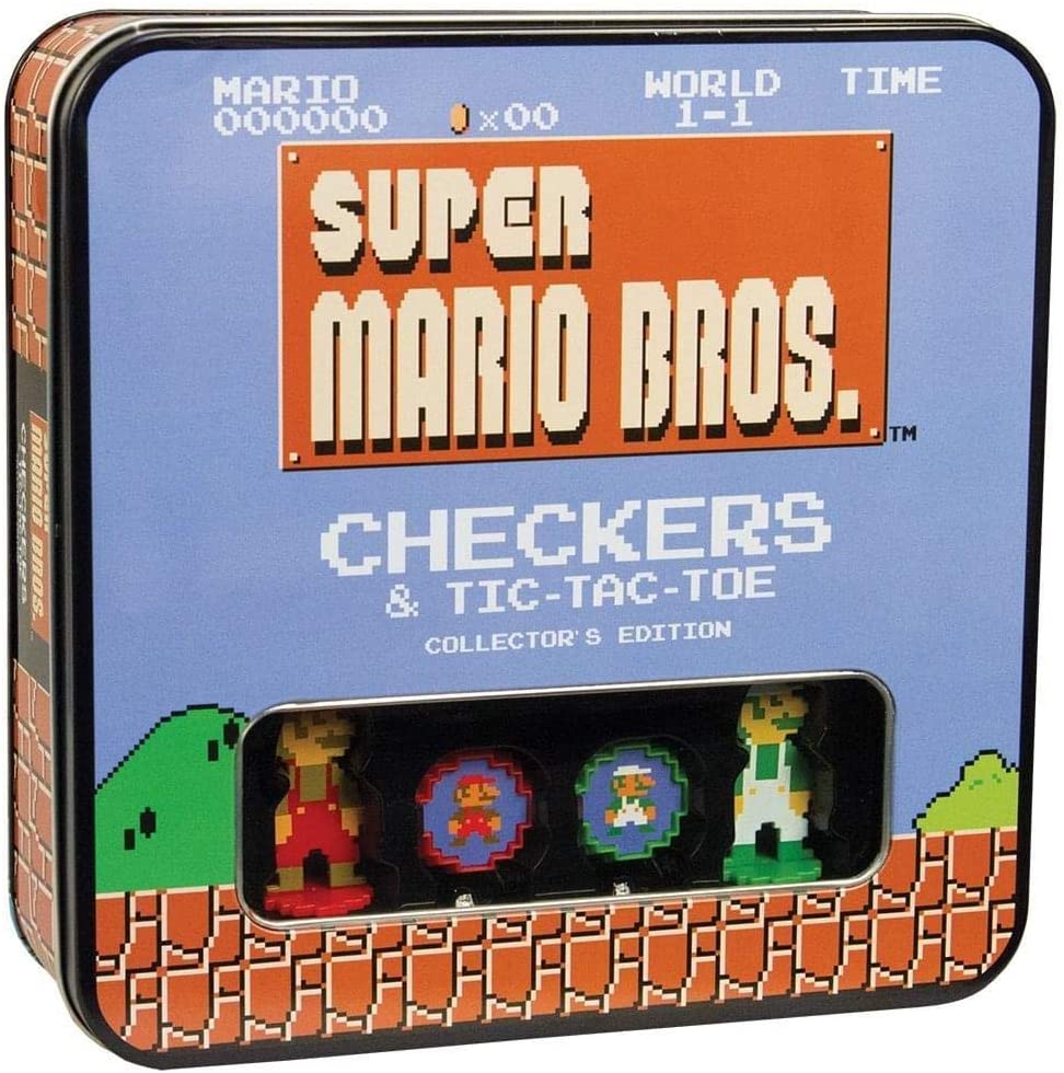 Super Mario Bros Classic Combo Checkers & Tic Tac Toe Collector's Edition Tin USAopoly