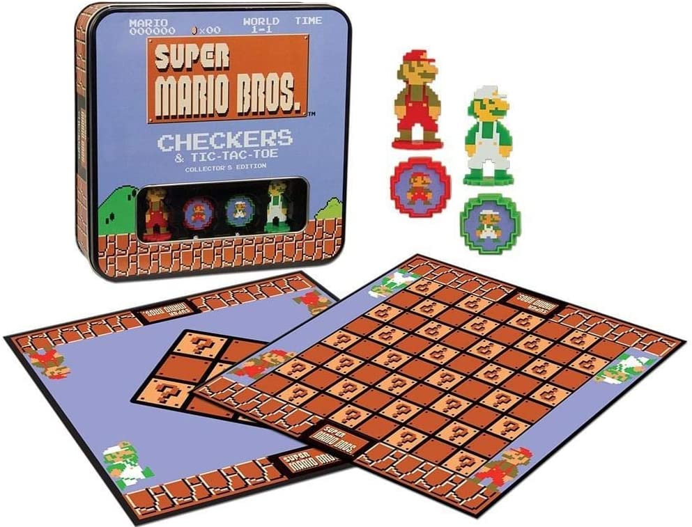Super Mario Bros Classic Combo Checkers & Tic Tac Toe Collector's Edition Tin USAopoly